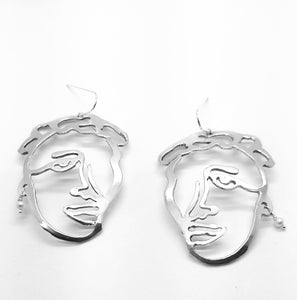 Boucles d'oreilles VISAGES II en ARGENT 925 ou BRONZE JAUNE - Fait main