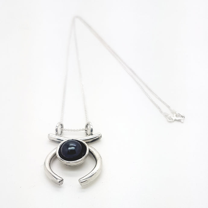Pendentif sur chaine 18'' (45 cm) en Argent 925 (Sterling) et Perle d'eau douce véritable style Épuré géométrique moderne 